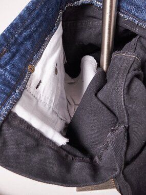 1990s Black and Blue Trim Rusty Surf Skateboarding Jeans Pants